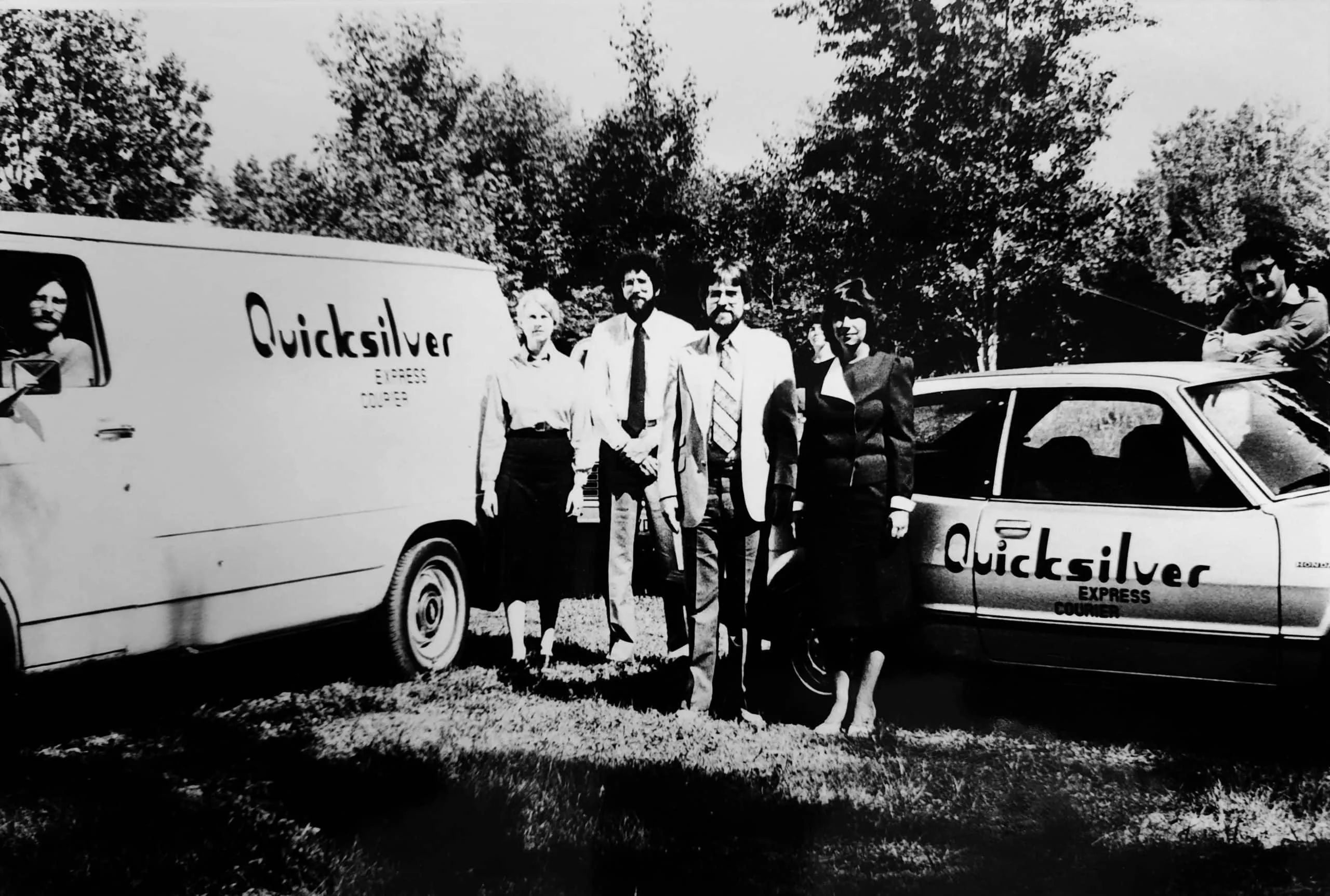 Mike Crary and Quicksilver Express co-founders, Minneapolis 1982